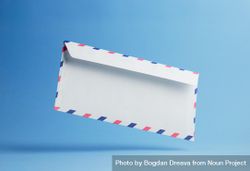Diagonal floating envelope over light blue background 5w9ryb