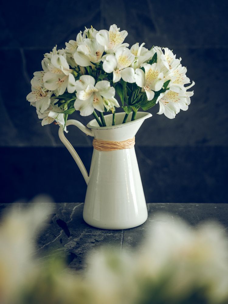 Bouquet of Alstroemeria flowers in vase