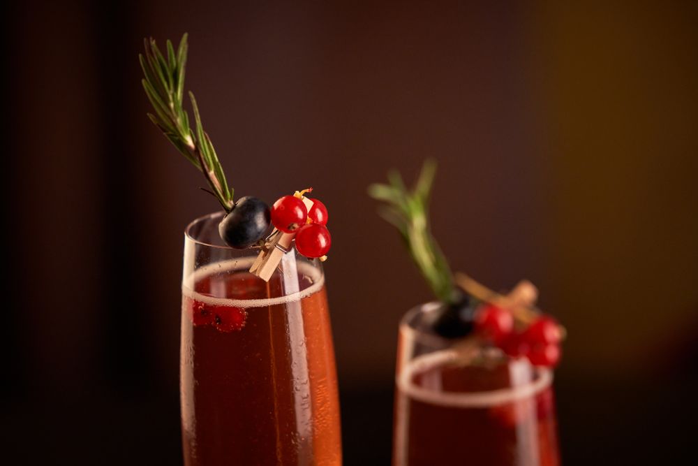 Glasses of champagne during festive event