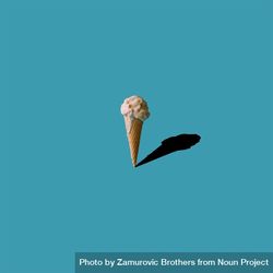Ice cream and shadow on blue background beyoPb