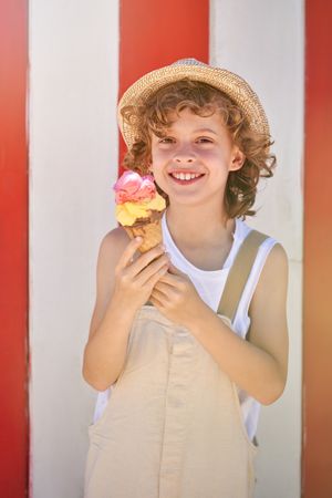 Smiling boy with ice cream