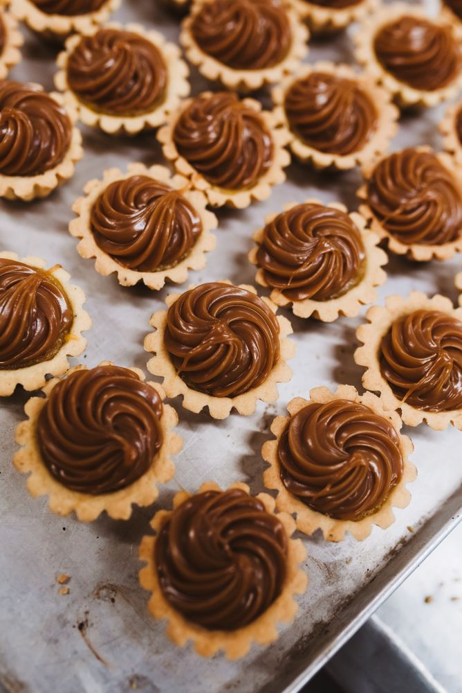 Delicious desserts with nuts and caramel