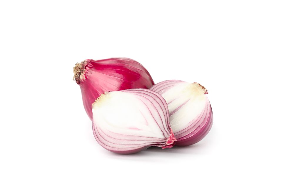 Fresh red onion isolated on blank background