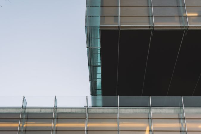 Part of building with light on floors