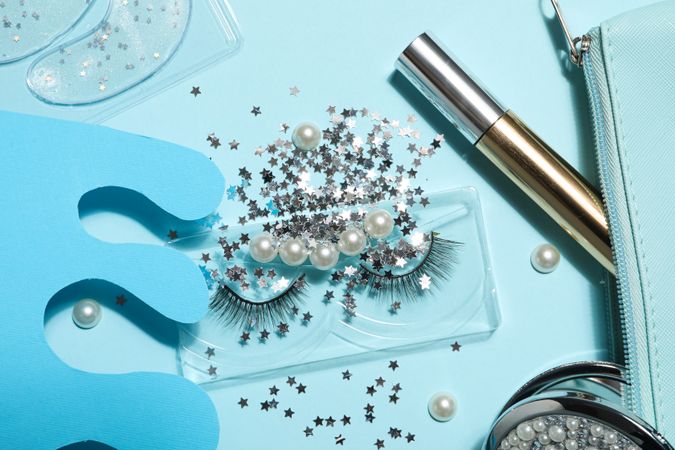 False eyelashes, concept of different makeup accessories