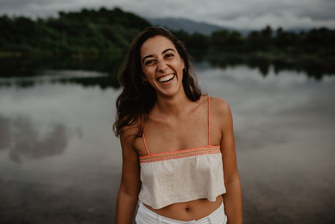 Portrait of Cheerful woman in nature
