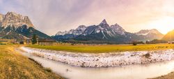 Alpine winter panorama in the afternoon