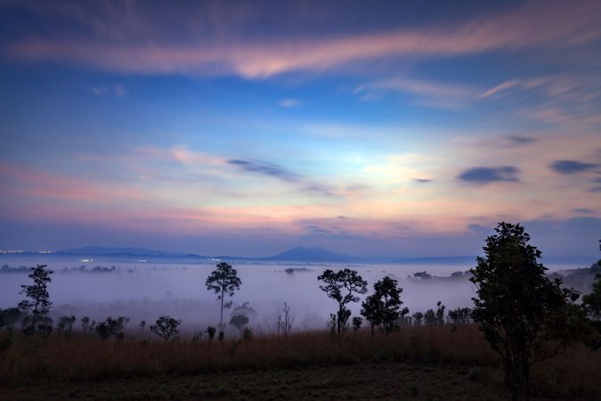 Landscape fog in morning sunrise at Thung Salang Luang National Park Phetchabun,Tung slang luang is Grassland savannah in Thailand