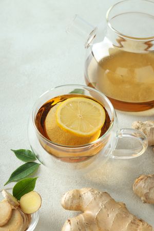 Cold treatment, healthcare concept - tea with ginger