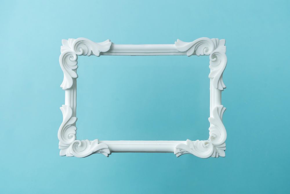 Picture frame on blue background