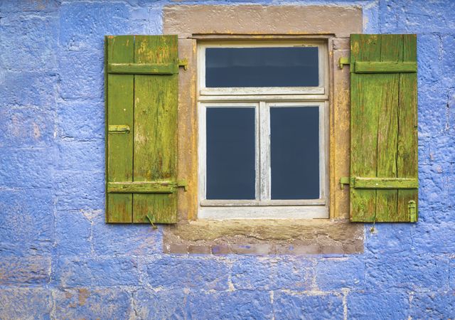 Window with wooden shutters