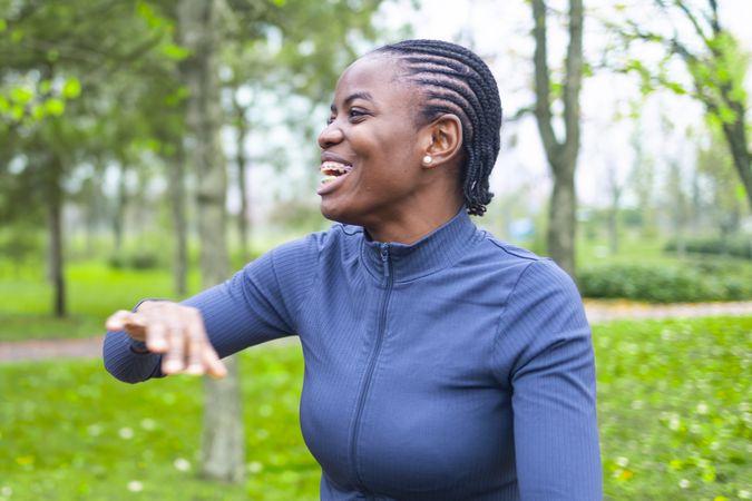 Black woman having a laugh.