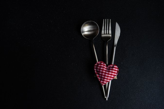 Cutlery set for St. Valentines day with space for text
