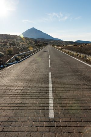 Road in desert to hills