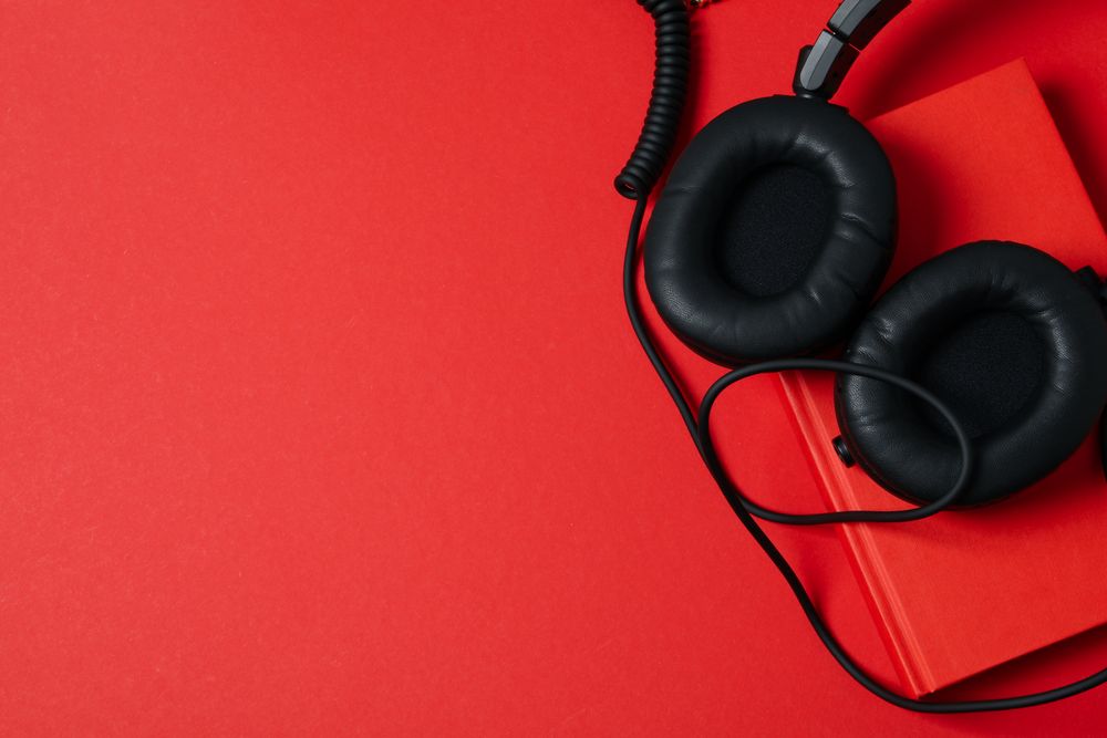 Concept of audio book, space for text