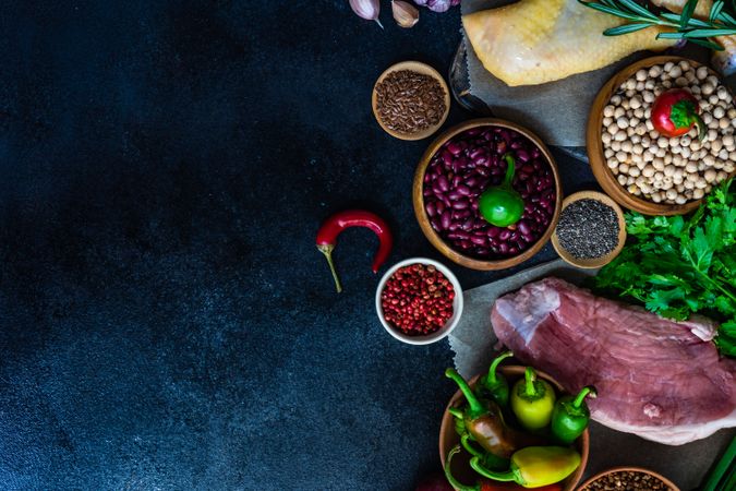 Ingredients on counter for pork dinner