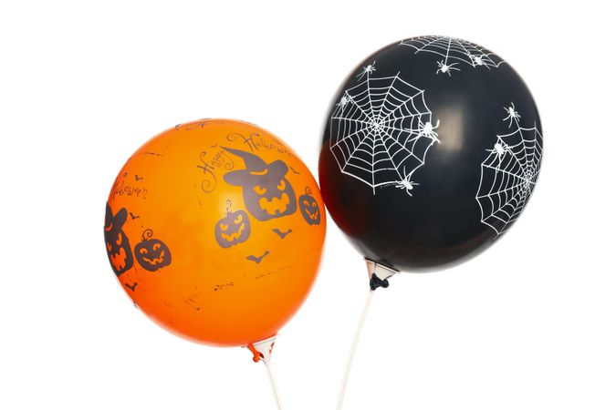 Concept of Halloween mood, Halloween balloons, isolated on blank background