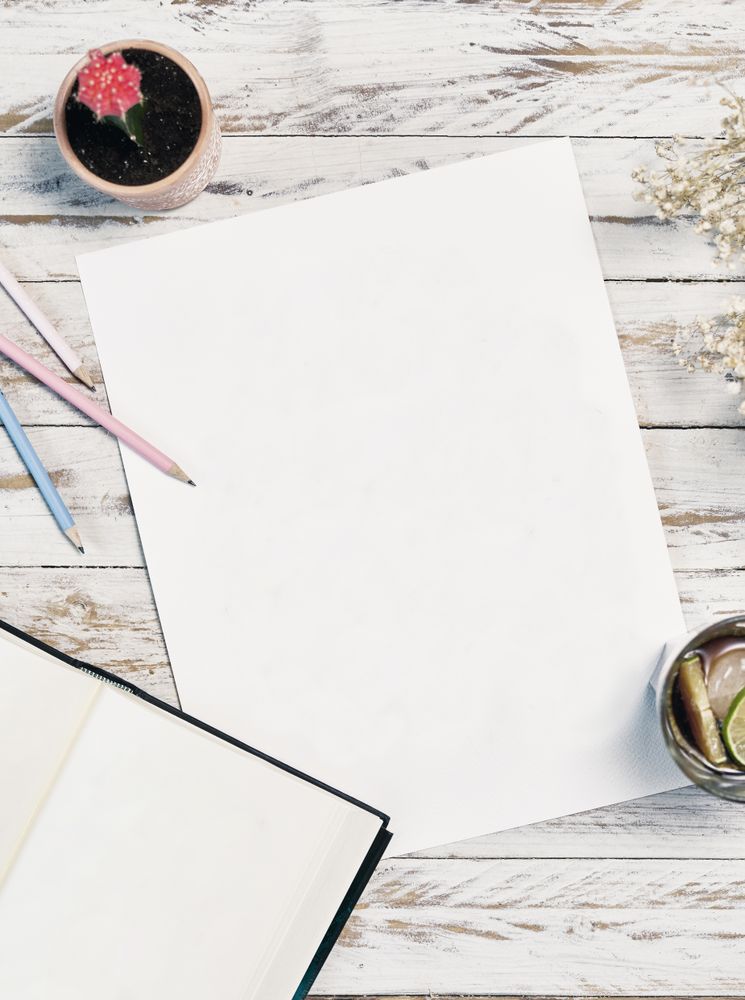 Blank sheet on the table