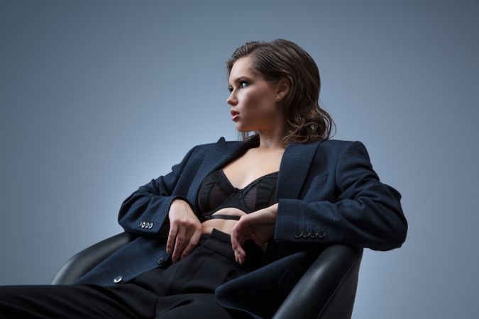 Studio fashion shoot with blazer
