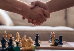 Chess game at home. Chess board with the pieces placed