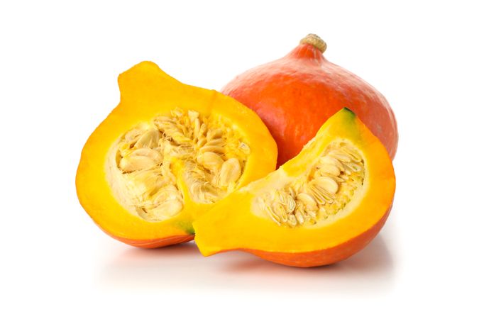 Pumpkins and slice isolated on blank background