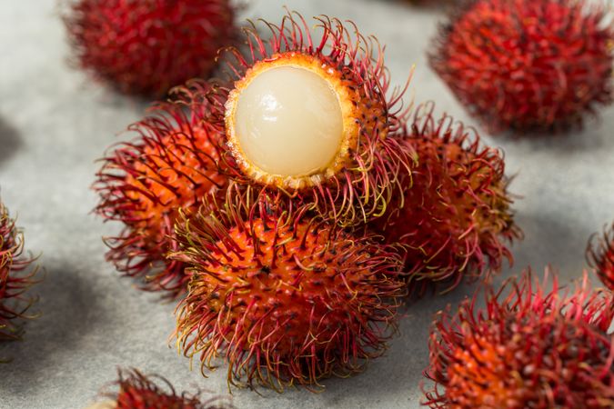 Organic Raw Red Thai Rambutan Tropical Fruit