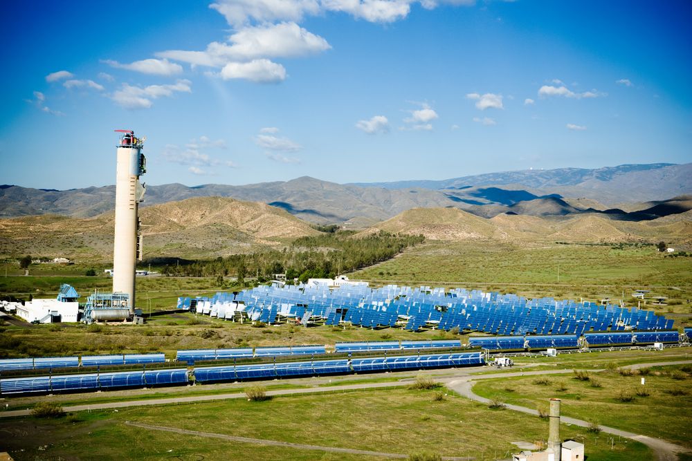 Solar panels on power station