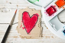 Love symbols hand painted in watercolor