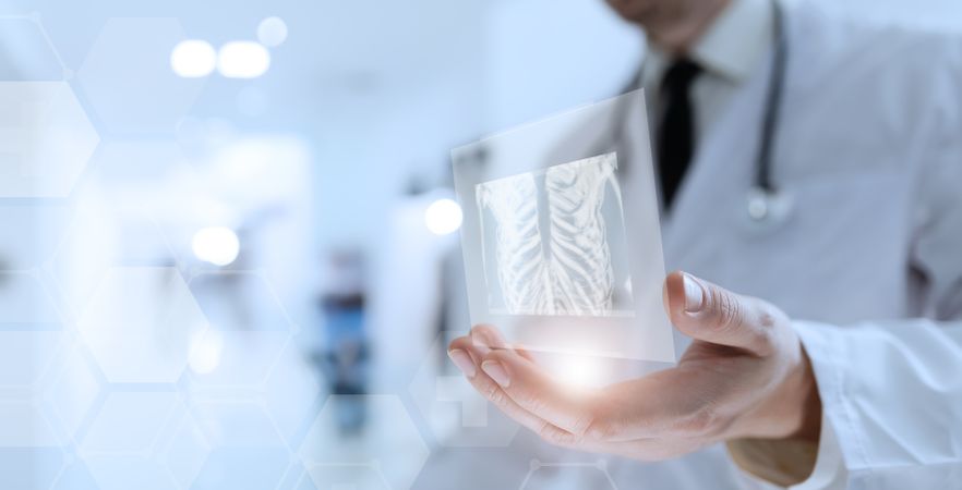 Doctor Reveals Hologram Chest X-ray Icon in Palm