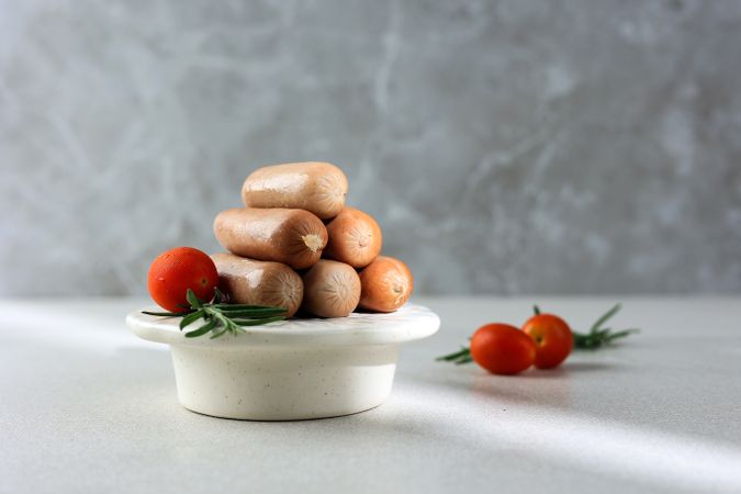 Chicken Cocktail Sausage on Small Plate