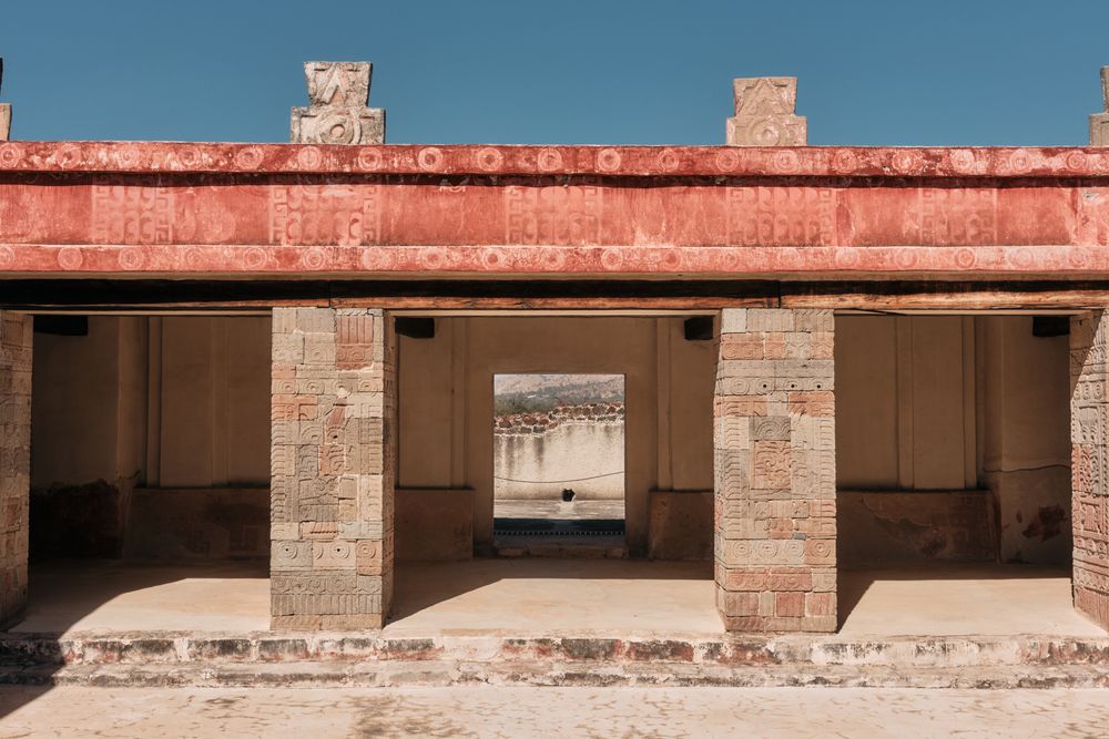 Carving on bricks at ancient pyramid site
