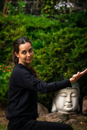 Focused woman during martial arts training