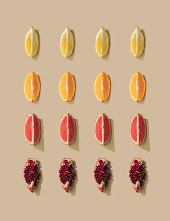 Pattern of grapefruit, orange, pomegranate and lemon slices