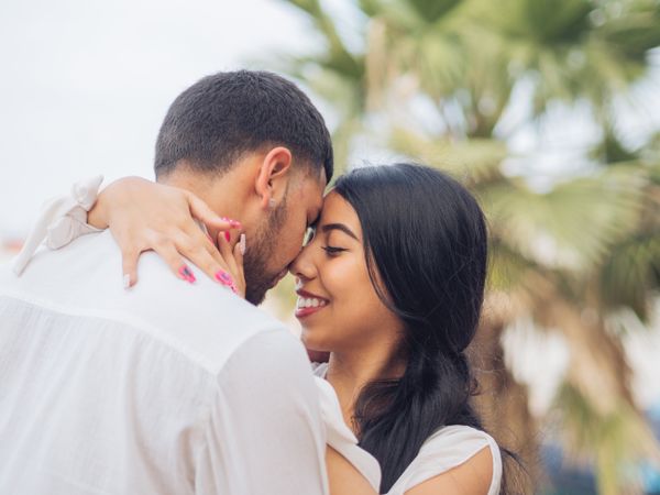 Man and woman embracing with love