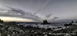 Rocky beach during cloudy day in Benijo, Canarias, Spain 42lEm0