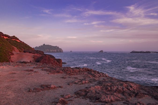 Rocky coast in late afternoon along the Elk Head trail, CA