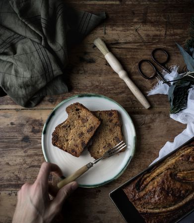 Healthy banana bread on cutting board