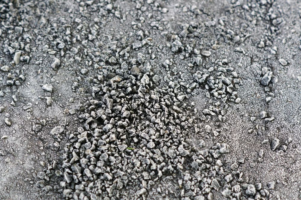 Pile of frosted pebble on ground