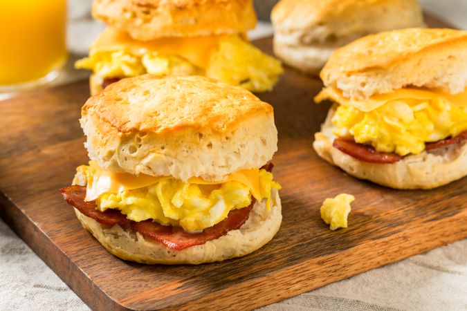 Greasy Bacon Egg and Cheese Buttermilk Biscuit Sandwich