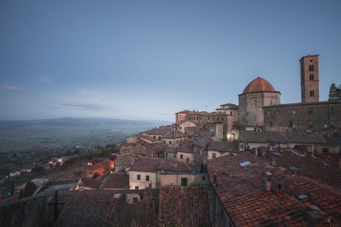 Beautiful aged town with masonry buildings