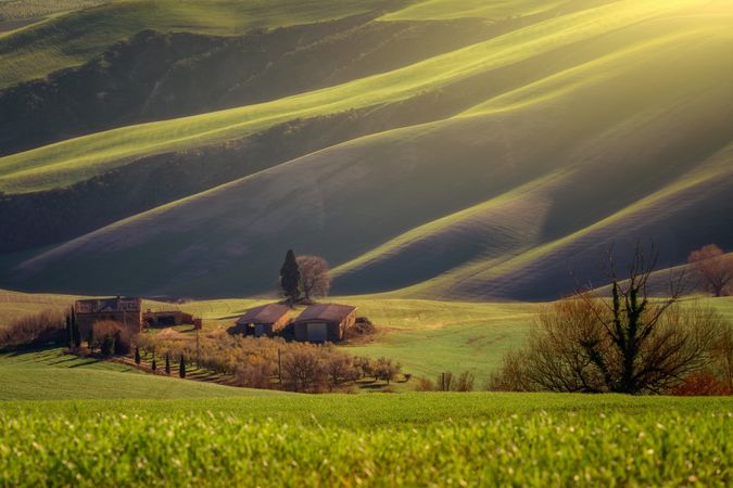 Amazing green valley with mountains