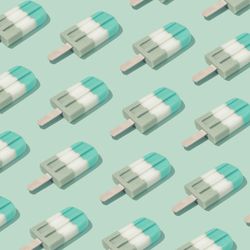Pattern of colorful ice cream popsicle on pastel pink background