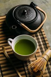 Preparing matcha tea