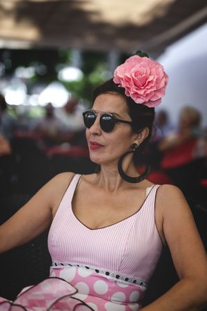 Erratic woman in flamenco dress