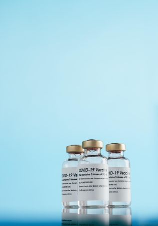 Corona virus prevention vaccine vials with copy space
