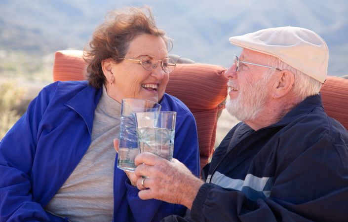 Happy Adult Couple with Drinks