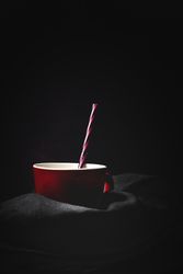 Cup of milk on table