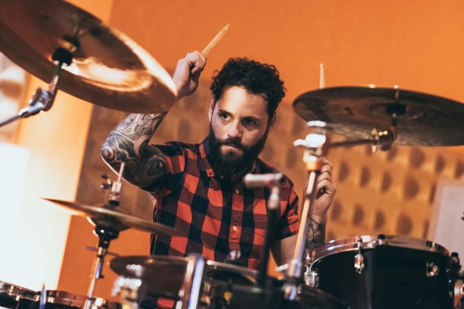 Musician playing drum