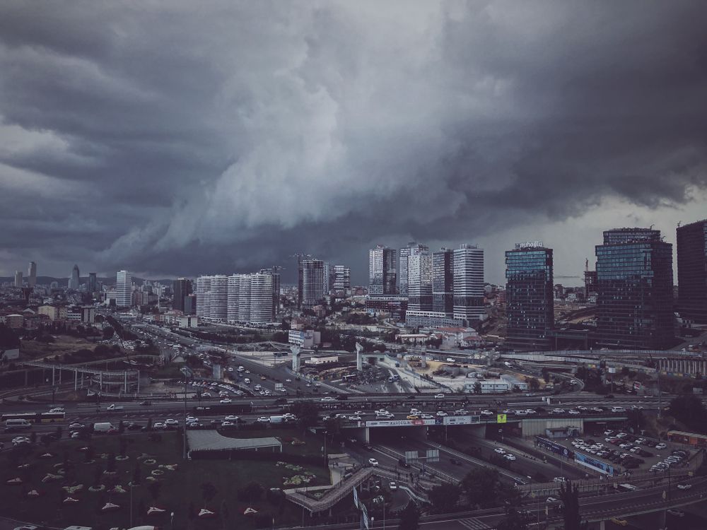 Storm clouds gathering over Istanbul.