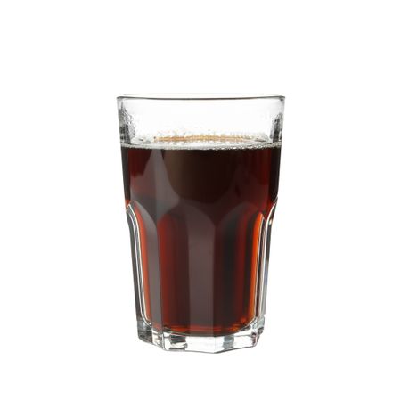 Cup of ice coffee isolated on plain background